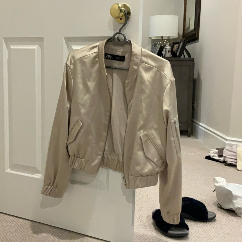 Chic Beige Bomber Jacket